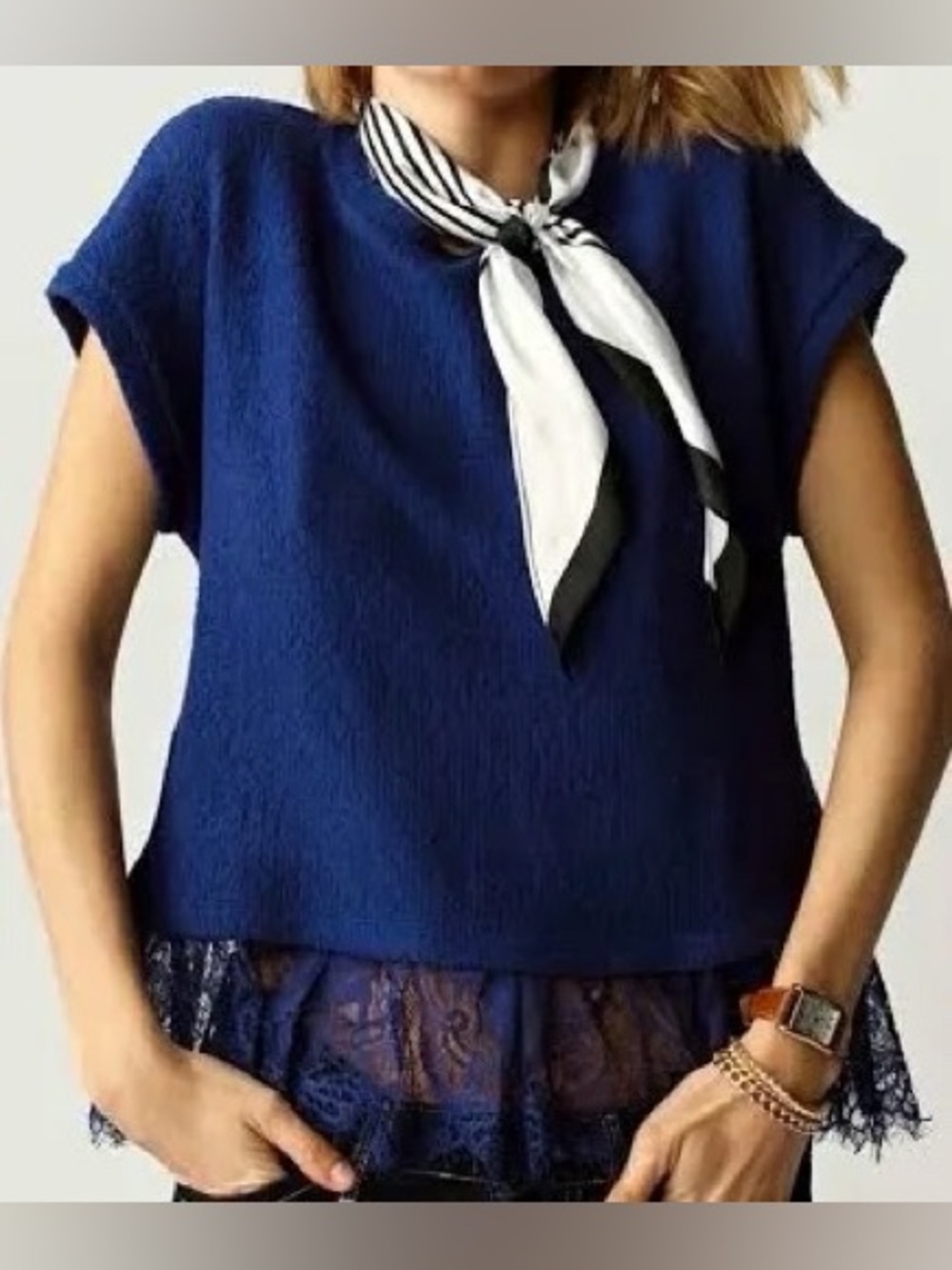 Anthropologie Maeve Ruffled Lace Tee